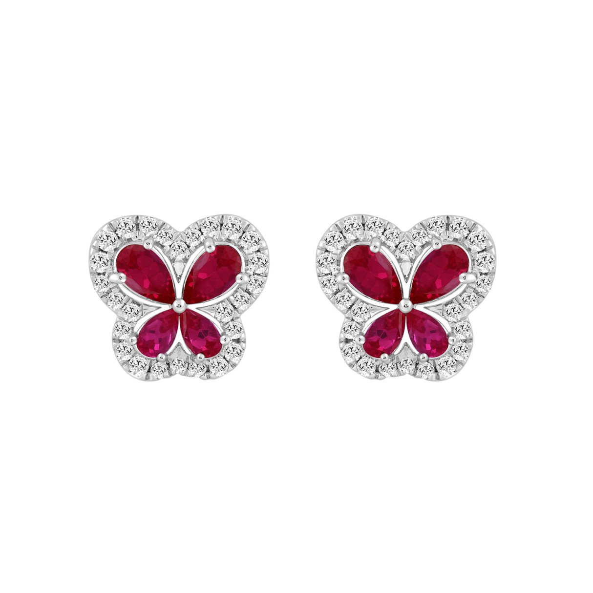 14K WHITE GOLD 1 1/2CT ROUND/PEAR DIAMOND LADIES EARRINGS (RUBY PEAR) 1 14K WHITE GOLD 1 1/2CT ROUND/PEAR DIAMOND LADIES EARRINGS (RUBY PEAR) - Image 1