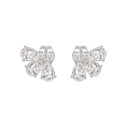 14K WHITE GOLD 1.00CT ROUND/PEAR DIAMOND LADIES EARRINGS