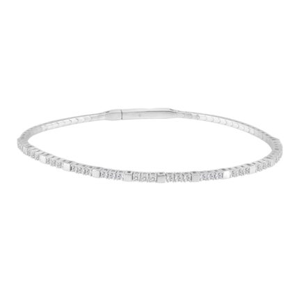 9K WHITE GOLD 5/8CT ROUND DIAMOND LADIES BANGLE