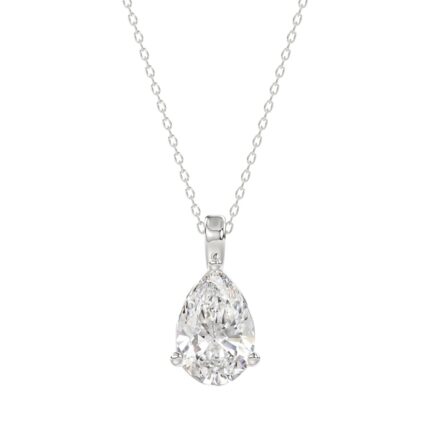 LADIES SOLITAIRE PENDANT 2 1/2CT PEAR DIAMOND 14K WHITE GOLD