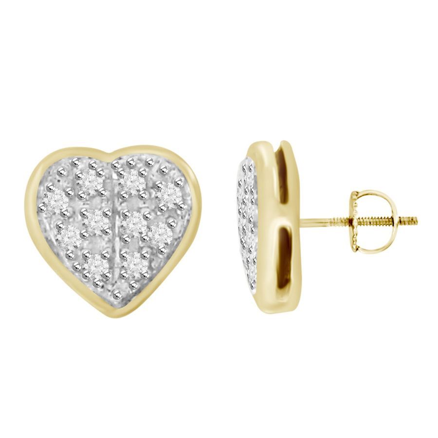 MEN'S HEART YUVA EARRINGS 0.05CT ROUND DIAMOND 10K YELLOW GOLD 1 MEN'S HEART YUVA EARRINGS 0.05CT ROUND DIAMOND 10K YELLOW GOLD - Image 1