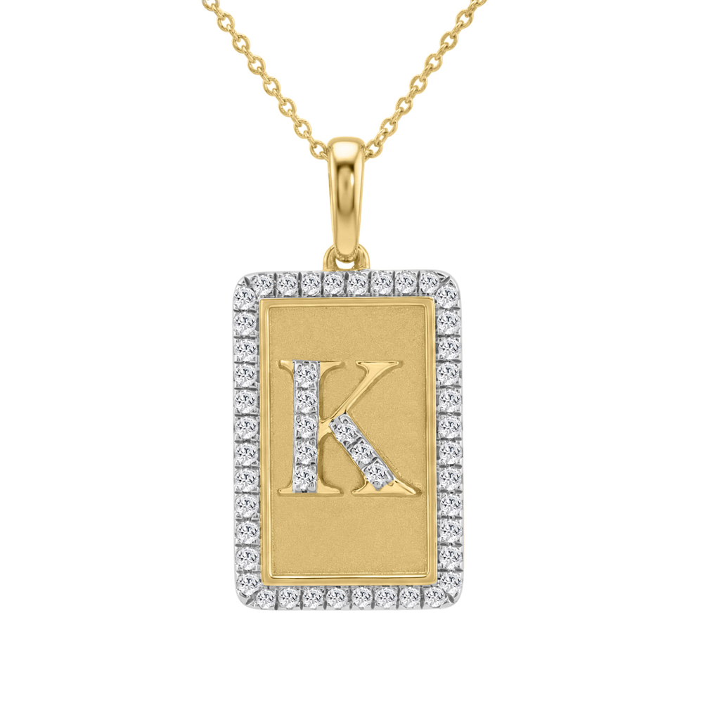 10K Yellow Gold letter 'K' Fashion Pendant With Chain - 0.20 CT Round Diamond Ladies Jewelry Gift 1 10K Yellow Gold letter 'K' Fashion Pendant With Chain - 0.20 CT Round Diamond Ladies Jewelry Gift - Image 1