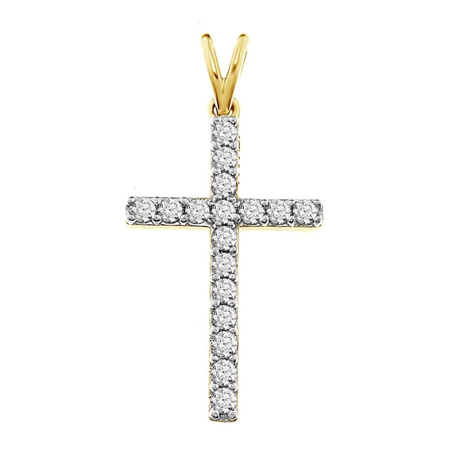 LADIES CROSS PENDANT WITH CHAIN 0.50CT ROUND DIAMOND 14K YELLOW GOLD (SI QUALITY) 1 LADIES CROSS PENDANT WITH CHAIN 0.50CT ROUND DIAMOND 14K YELLOW GOLD (SI QUALITY) - Image 1