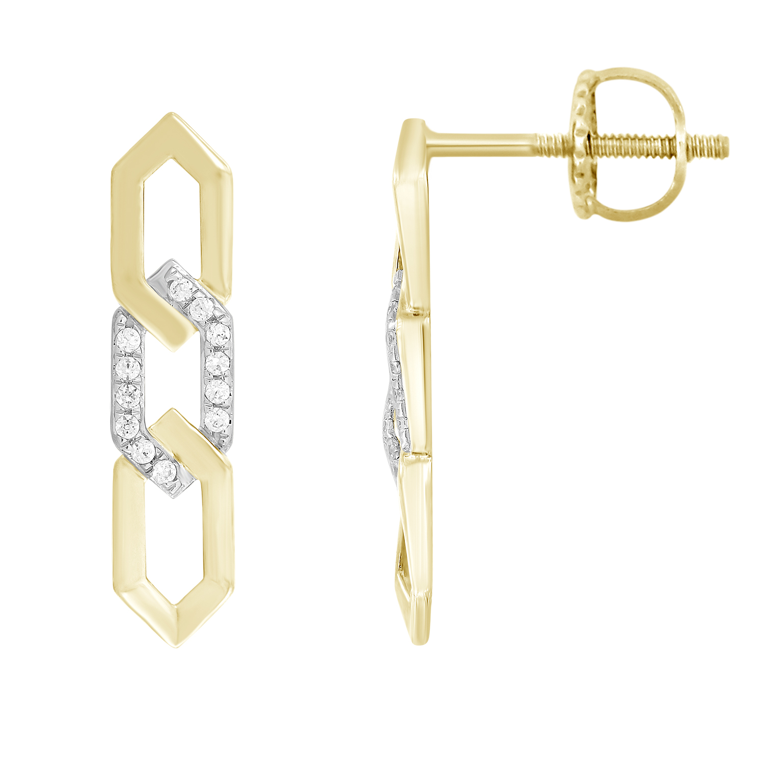 LADIES EARRINGS 0.15CT ROUND DIAMOND 10K YELLOW GOLD 1 LADIES EARRINGS 0.15CT ROUND DIAMOND 10K YELLOW GOLD - Image 1