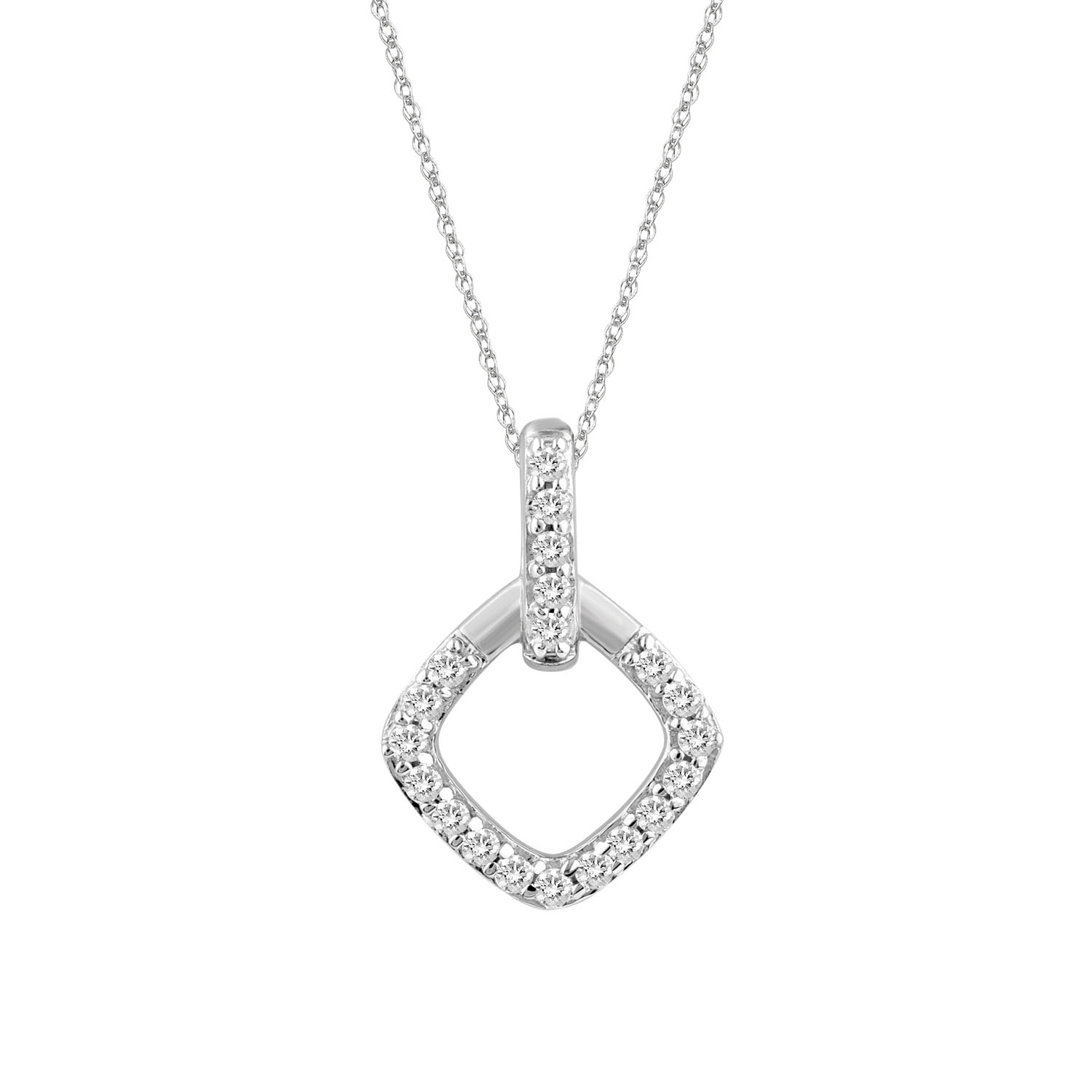 LADIES PENDANT WITH CHAIN 0.13CT ROUND DIAMOND 10K WHITE GOLD 1 LADIES PENDANT WITH CHAIN 0.13CT ROUND DIAMOND 10K WHITE GOLD - Image 1