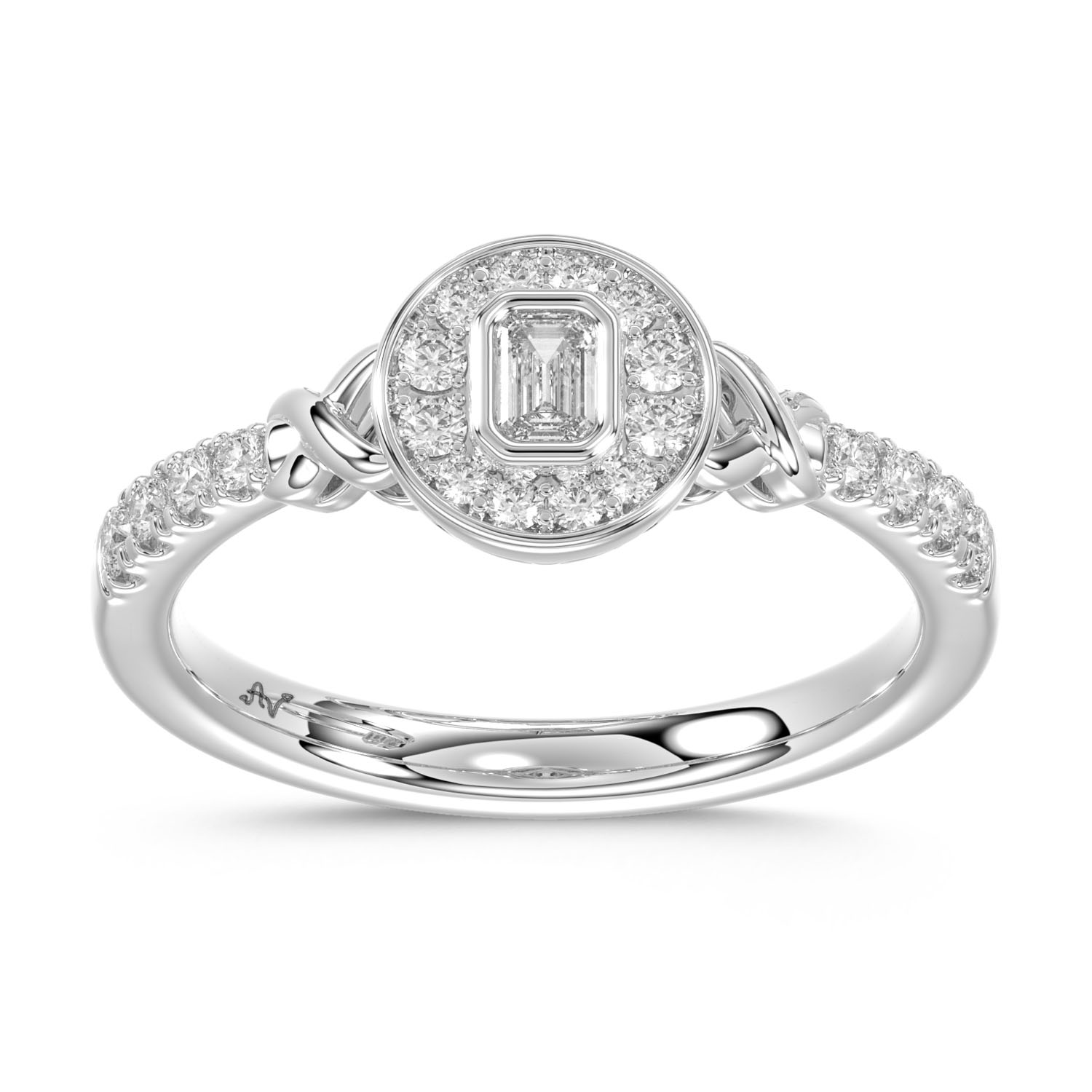 LADIES RING 0.33CT ROUND/EMERALD DIAMOND 14K WHITE GOLD 1 LADIES RING 0.33CT ROUND/EMERALD DIAMOND 14K WHITE GOLD - Image 1