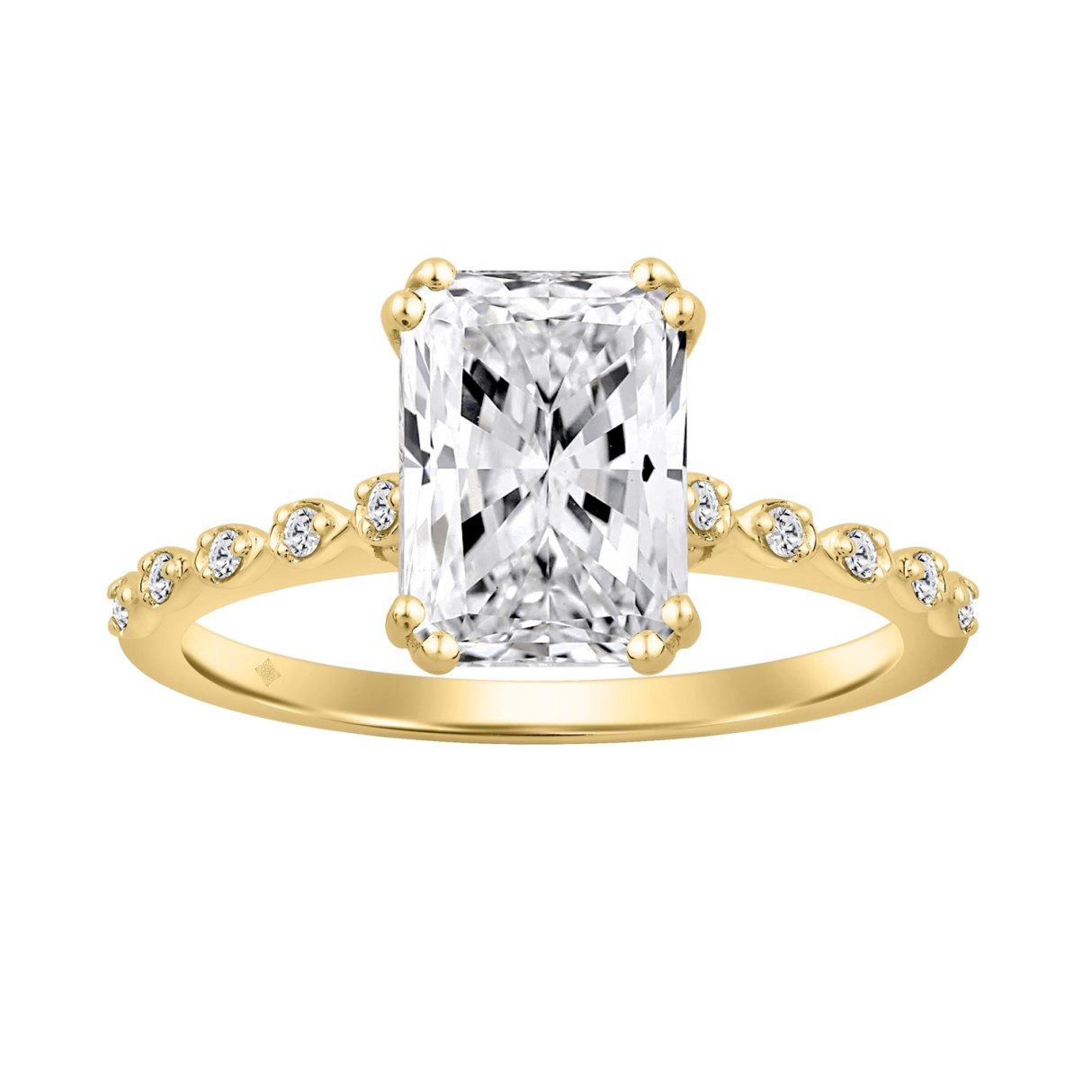 14K YELLOW GOLD 3.00CT ROUND/RADIANT DIAMOND LADIES RING (CENTER STONE RADIANT DIAMOND 3CT) 1 14K YELLOW GOLD 3.00CT ROUND/RADIANT DIAMOND LADIES RING (CENTER STONE RADIANT DIAMOND 3CT) - Image 1