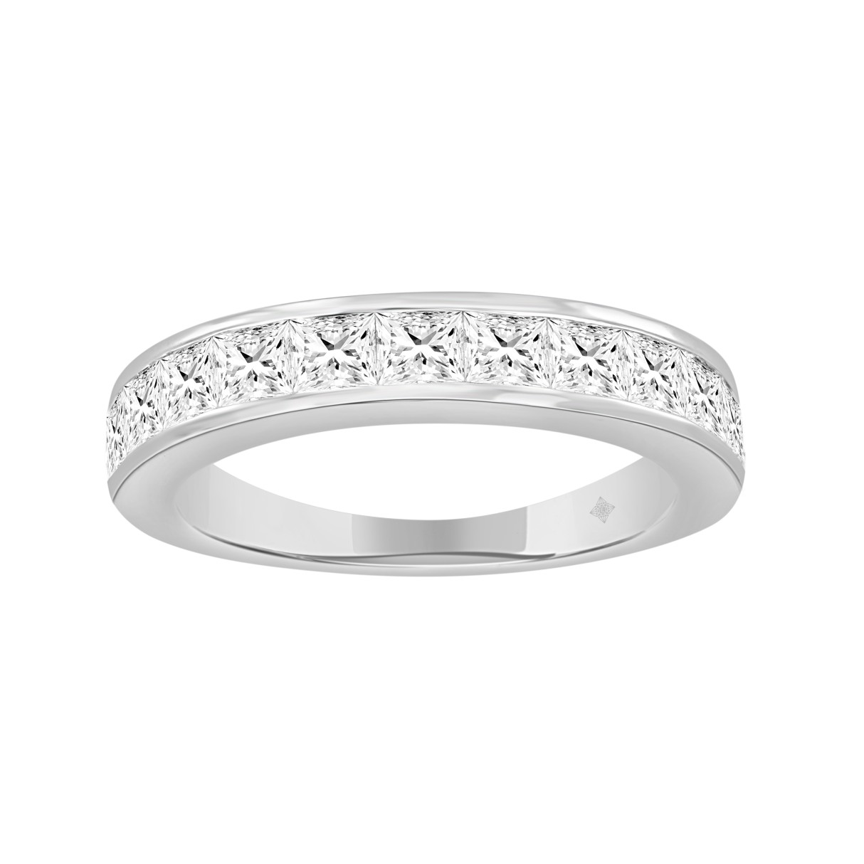 14K WHITE GOLD 1 1/2CT PRINCESS DIAMOND LADIES BAND 1 14K WHITE GOLD 1 1/2CT PRINCESS DIAMOND LADIES BAND - Image 1