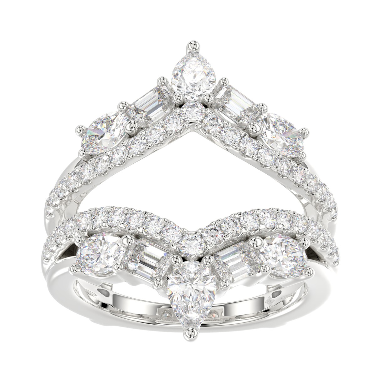 14K WHITE GOLD 1 3/4CT ROUND/EMERALD/PEAR/OVAL DIAMOND LADIES RING 1 14K WHITE GOLD 1 3/4CT ROUND/EMERALD/PEAR/OVAL DIAMOND LADIES RING - Image 1