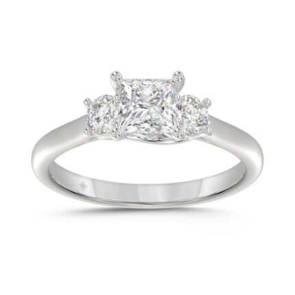 14K WHITE GOLD 1.00CT PRINCESS/ROUND DIAMOND LADIES RING (CENTER STONE PRINCESS DIAMOND 3/4CT)