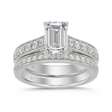 14K WHITE GOLD 2 1/2CT ROUND/EMERALD DIAMOND LADIES BRIDAL SET (CENTER STONE EMERALD DIAMOND 1 5/8CT)