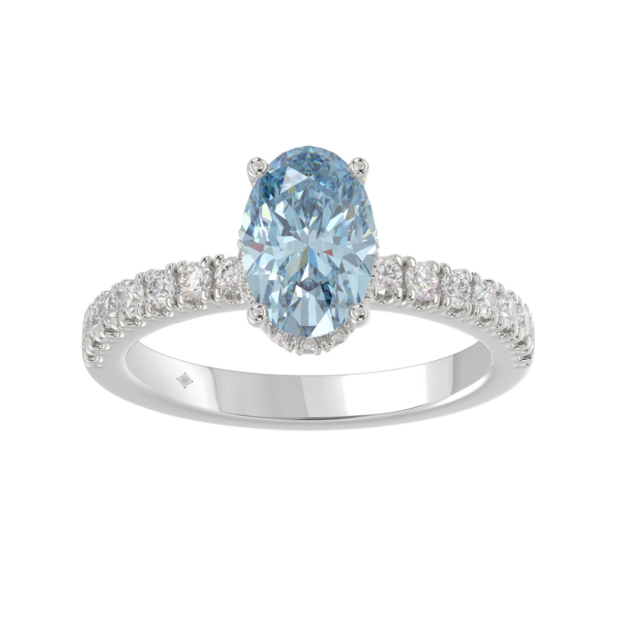 14K WHITE GOLD 2 1/2CT ROUND/OVAL DIAMOND LADIES RING (CENTER STONE BLUE OVAL DIAMOND 2CT) 1 14K WHITE GOLD 2 1/2CT ROUND/OVAL DIAMOND LADIES RING (CENTER STONE BLUE OVAL DIAMOND 2CT) - Image 1