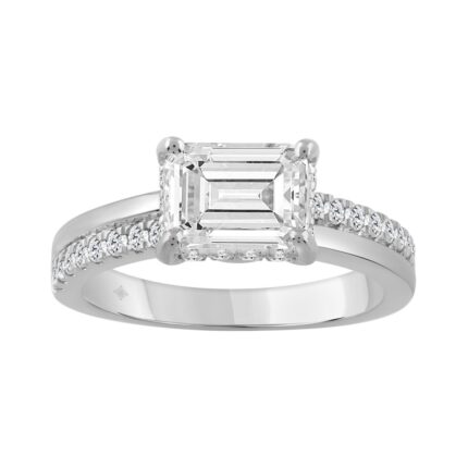 14K WHITE GOLD 2 1/3CT ROUND/EMERALD DIAMOND LADIES RING (CENTER STONE EMERALD DIAMOND 2.00CT)