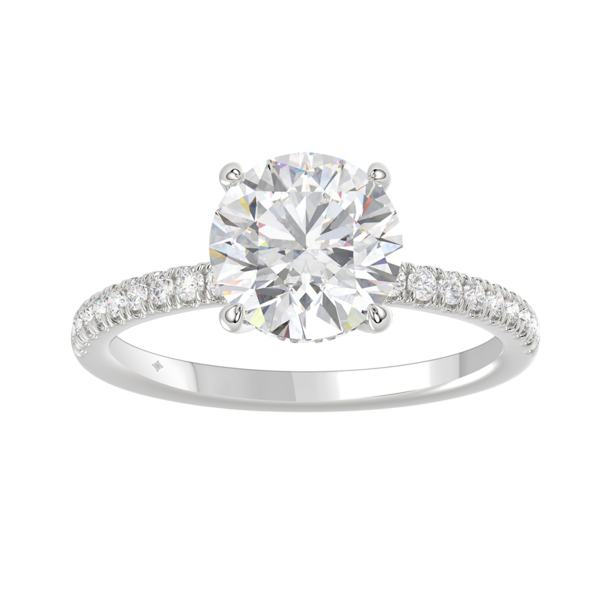 14K WHITE GOLD 2 1/4CT ROUND DIAMOND LADIES RING (CENTER STONE ROUND DIAMOND 2CT) 1 14K WHITE GOLD 2 1/4CT ROUND DIAMOND LADIES RING (CENTER STONE ROUND DIAMOND 2CT) - Image 1