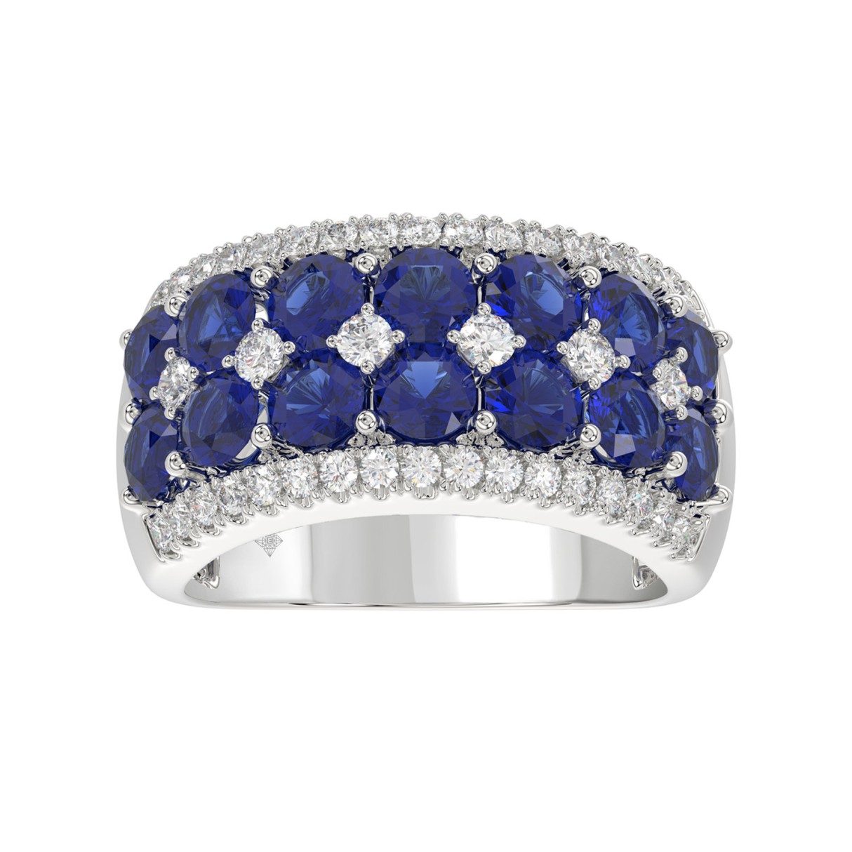14K WHITE GOLD 4.00CT ROUND/ROUND BLUE SAPPHIRE DIAMOND LADIES RING 1 14K WHITE GOLD 4.00CT ROUND/ROUND BLUE SAPPHIRE DIAMOND LADIES RING - Image 1