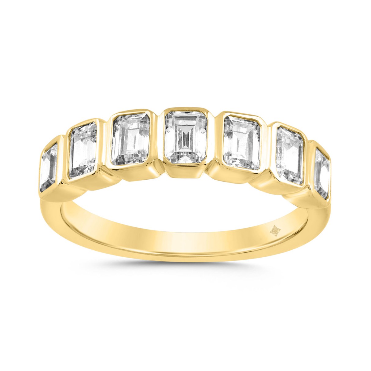 LADIES BAND 1 1/4CT EMERALD DIAMOND 14K YELLOW GOLD 1 LADIES BAND 1 1/4CT EMERALD DIAMOND 14K YELLOW GOLD - Image 1