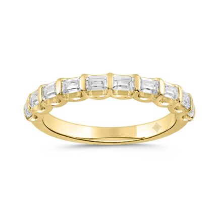LADIES BAND 1CT EMERALD DIAMOND 14K YELLOW GOLD