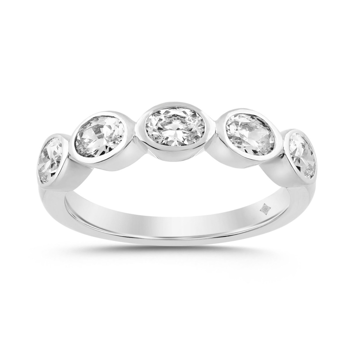 LADIES BAND 1CT OVAL DIAMOND 14K WHITE GOLD 1 LADIES BAND 1CT OVAL DIAMOND 14K WHITE GOLD - Image 1