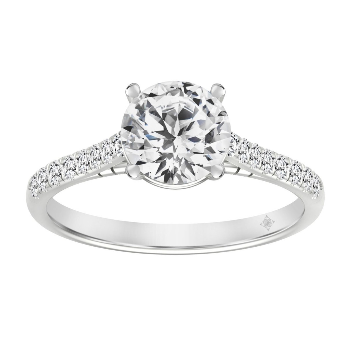 LADIES RING 1 3/4CT ROUND DIAMOND 14K WHITE GOLD (CENTER STONE ROUND DIAMOND 1 1/2CT ) 1 LADIES RING 1 3/4CT ROUND DIAMOND 14K WHITE GOLD (CENTER STONE ROUND DIAMOND 1 1/2CT ) - Image 1