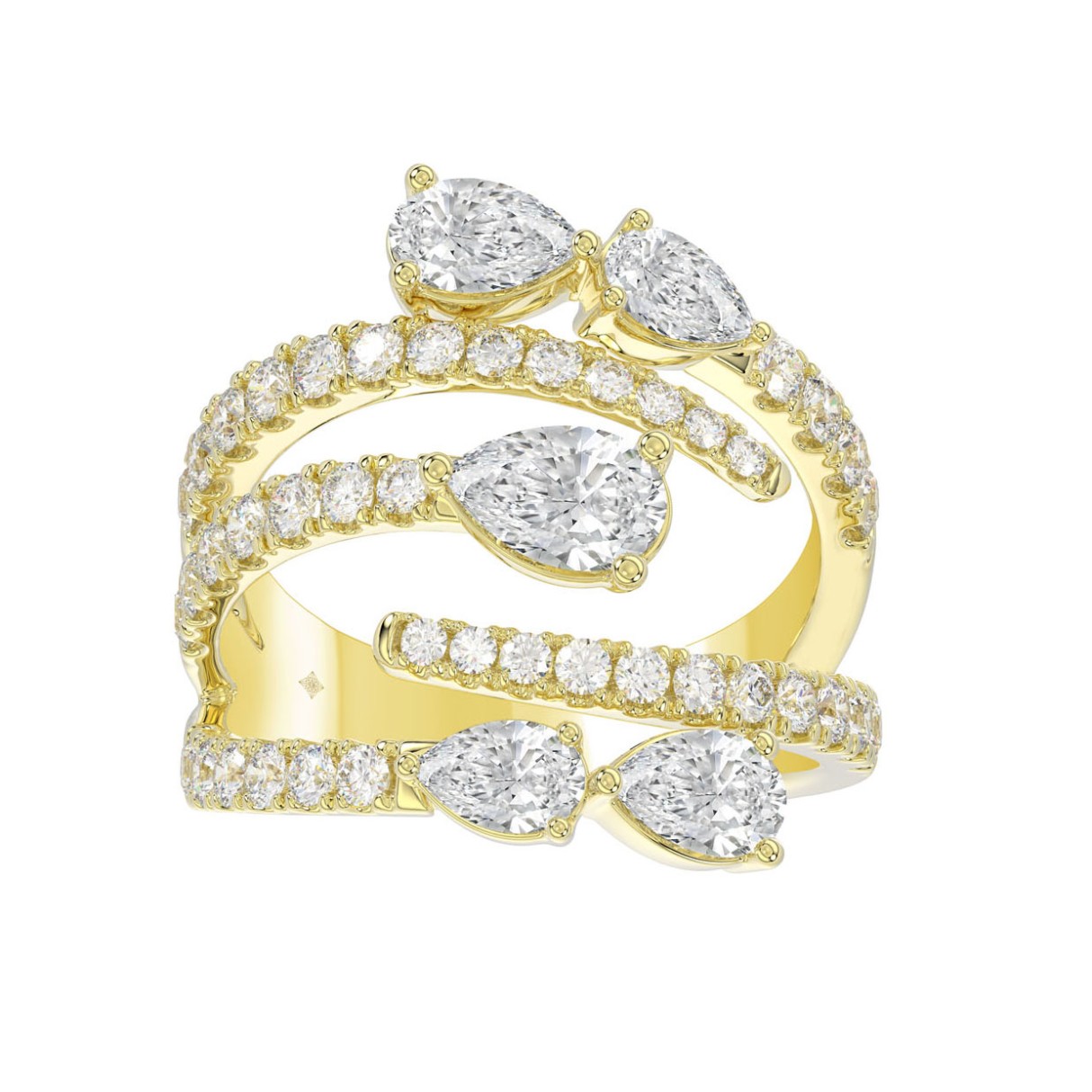 LADIES RING 2 1/2CT ROUND/PEAR DIAMOND 14K YELLOW GOLD 1 LADIES RING 2 1/2CT ROUND/PEAR DIAMOND 14K YELLOW GOLD - Image 1