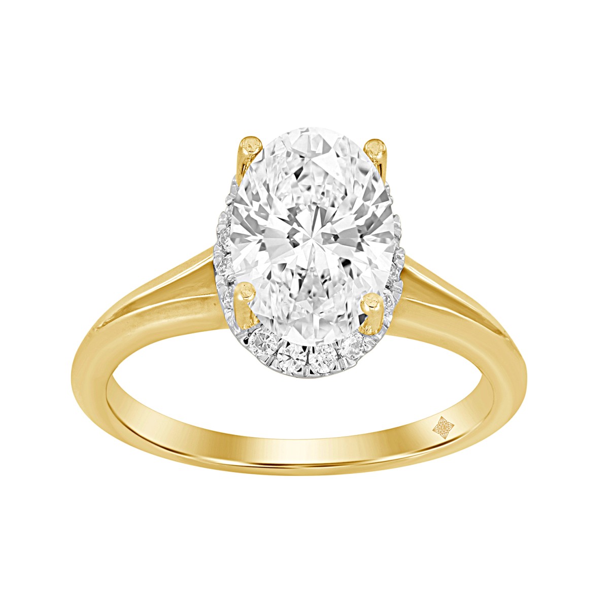 LADIES RING 2 1/6CT ROUND/OVAL DIAMOND 14K YELLOW GOLD (CENTER STONE OVAL DIAMOND 2CT ) 1 LADIES RING 2 1/6CT ROUND/OVAL DIAMOND 14K YELLOW GOLD (CENTER STONE OVAL DIAMOND 2CT ) - Image 1