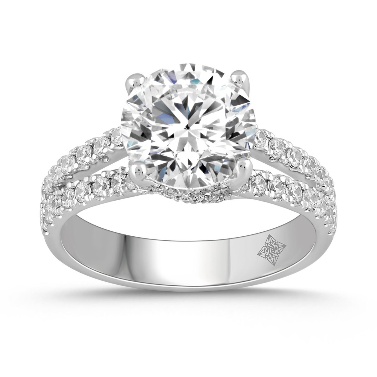 LADIES RING 3 1/2CT ROUND DIAMOND 14K WHITE GOLD (CENTER STONE ROUND DIAMOND 3CT ) 1 LADIES RING 3 1/2CT ROUND DIAMOND 14K WHITE GOLD (CENTER STONE ROUND DIAMOND 3CT ) - Image 1