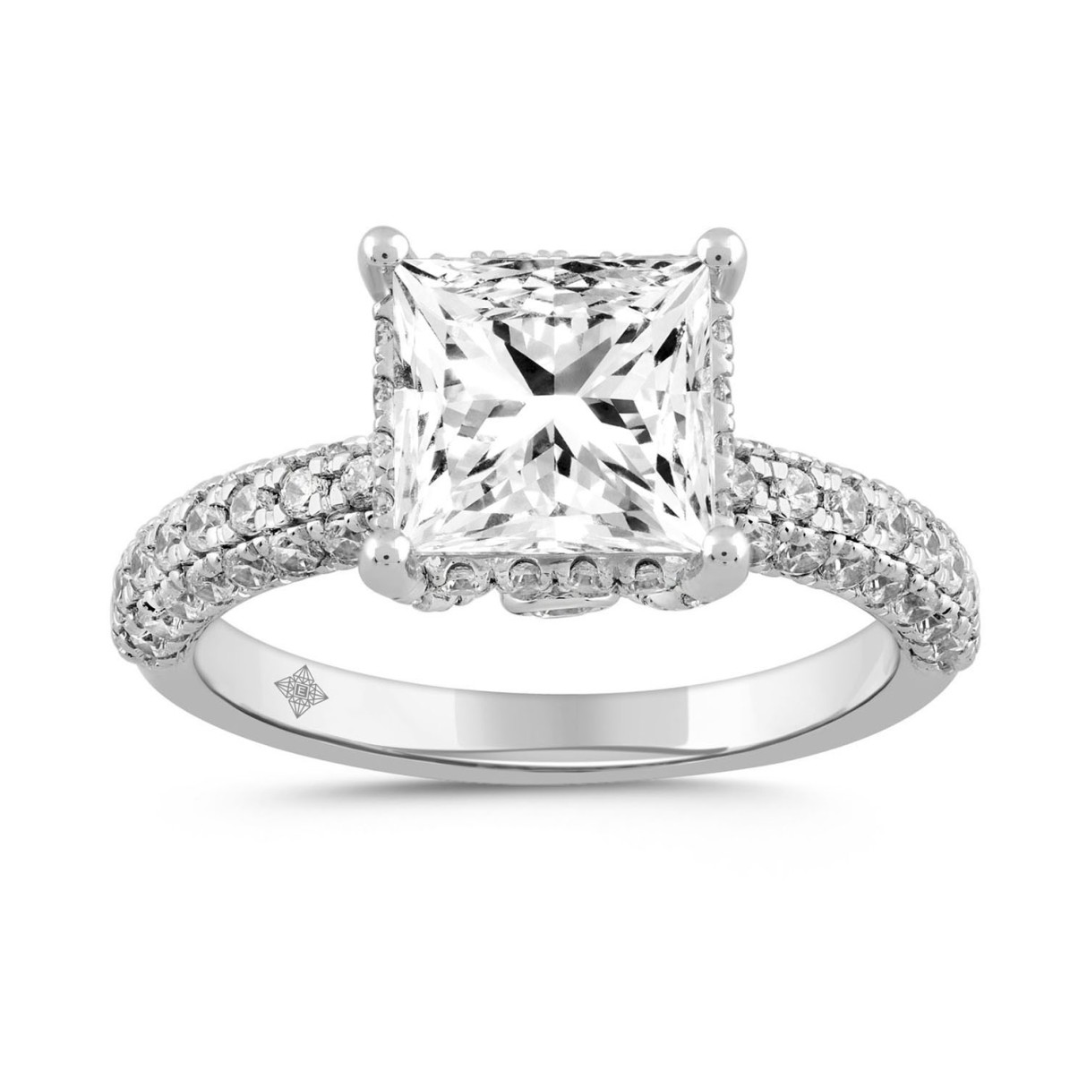 LADIES RING 3 3/4CT ROUND/PRINCESS DIAMOND 14K WHITE GOLD (CENTER STONE PRINCESS DIAMOND 3CT ) 1 LADIES RING 3 3/4CT ROUND/PRINCESS DIAMOND 14K WHITE GOLD (CENTER STONE PRINCESS DIAMOND 3CT ) - Image 1