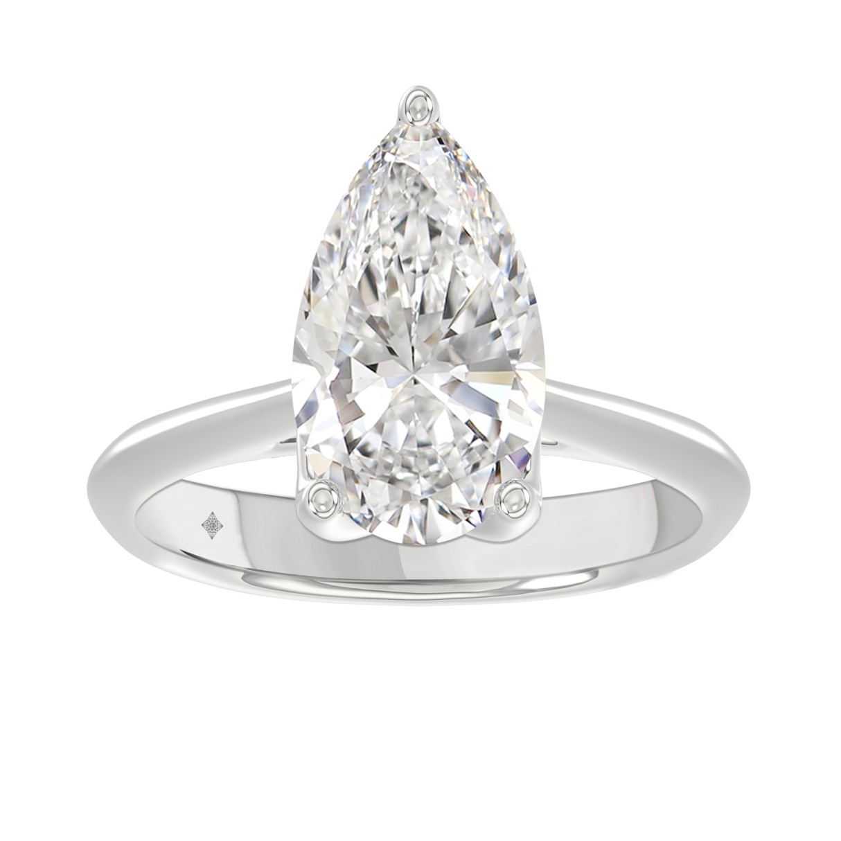 LADIES SOLITAIRE RING 4CT PEAR DIAMOND 14K WHITE GOLD 1 LADIES SOLITAIRE RING 4CT PEAR DIAMOND 14K WHITE GOLD - Image 1