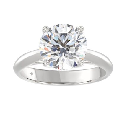 LADIES SOLITAIRE RING 4CT ROUND DIAMOND 14K WHITE GOLD