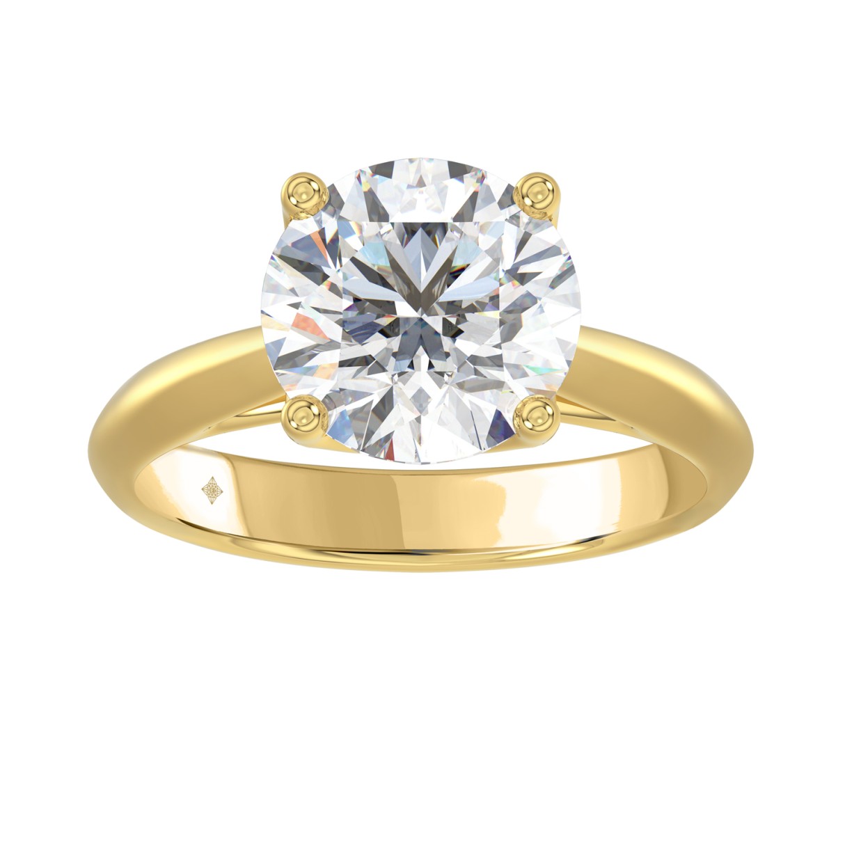 LADIES SOLITAIRE RING 4CT ROUND DIAMOND 14K YELLOW GOLD 1 LADIES SOLITAIRE RING 4CT ROUND DIAMOND 14K YELLOW GOLD - Image 1