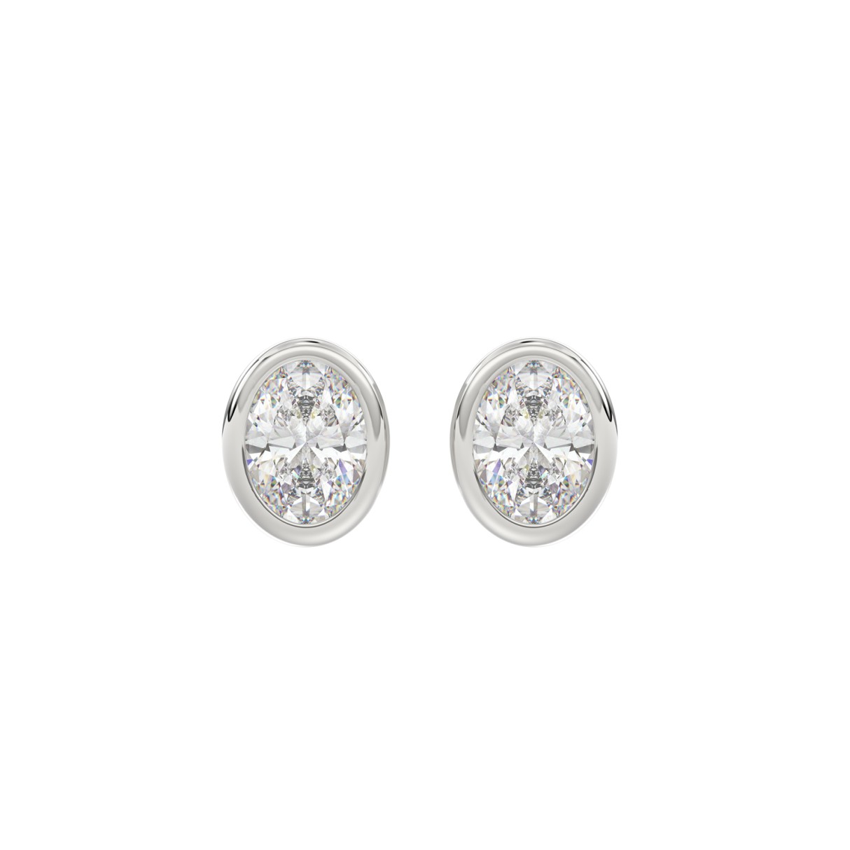 LADIES SOLITAIRE EARRINGS 2CT OVAL DIAMOND 14K WHITE GOLD 1 LADIES SOLITAIRE EARRINGS 2CT OVAL DIAMOND 14K WHITE GOLD - Image 1