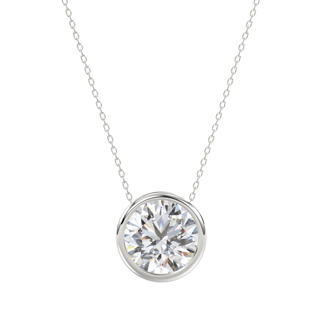 LADIES SOLITAIRE PENDANT 2CT ROUND DIAMOND 14K WHITE GOLD 1 LADIES SOLITAIRE PENDANT 2CT ROUND DIAMOND 14K WHITE GOLD - Image 1