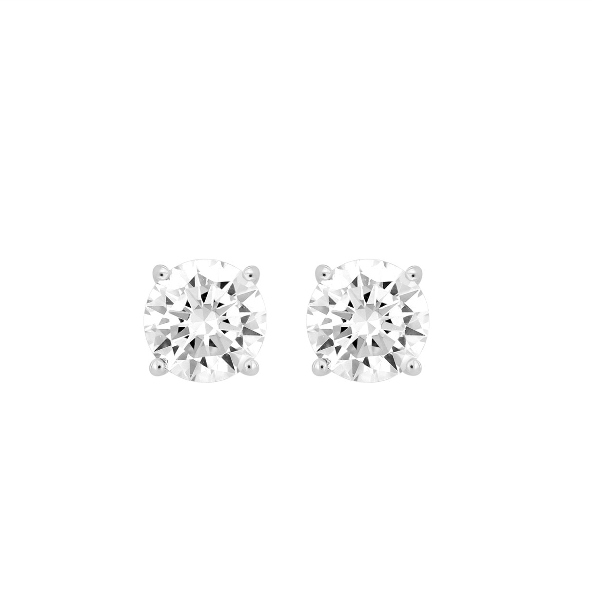 LADIES SOLITAIRE EARRINGS 4CT ROUND DIAMOND 14K WHITE GOLD (CENTER STONE ROUND DIAMOND 2.00CT) 1 LADIES SOLITAIRE EARRINGS 4CT ROUND DIAMOND 14K WHITE GOLD (CENTER STONE ROUND DIAMOND 2.00CT) - Image 1
