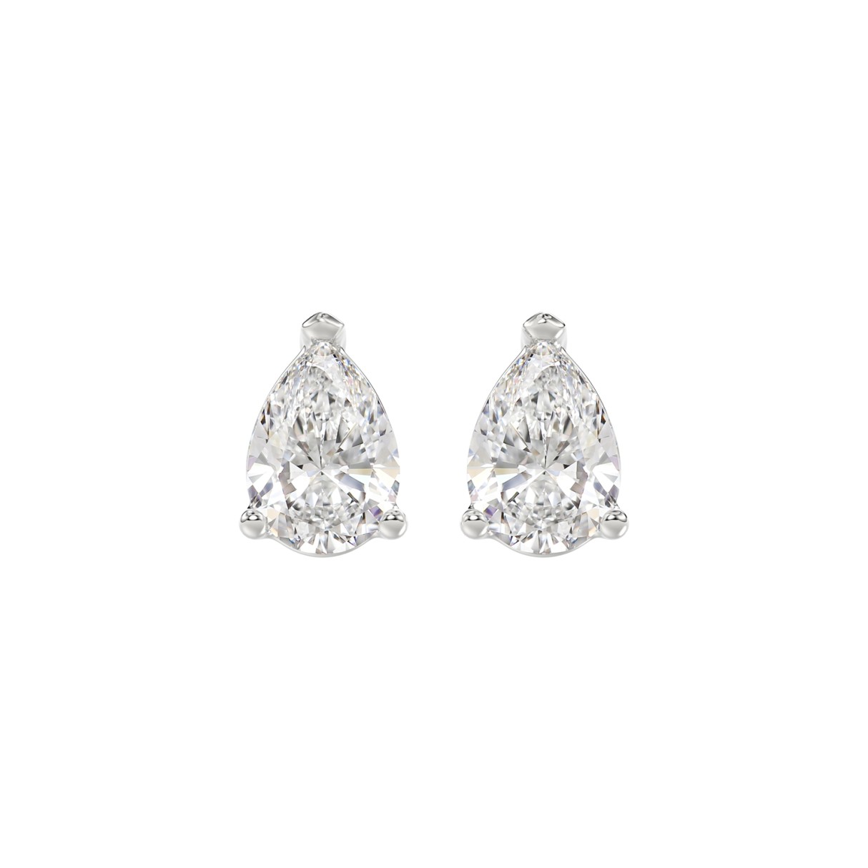 LADIES SOLITAIRE EARRINGS 2 1/2CT PEAR DIAMOND 14K WHITE GOLD 1 LADIES SOLITAIRE EARRINGS 2 1/2CT PEAR DIAMOND 14K WHITE GOLD - Image 1