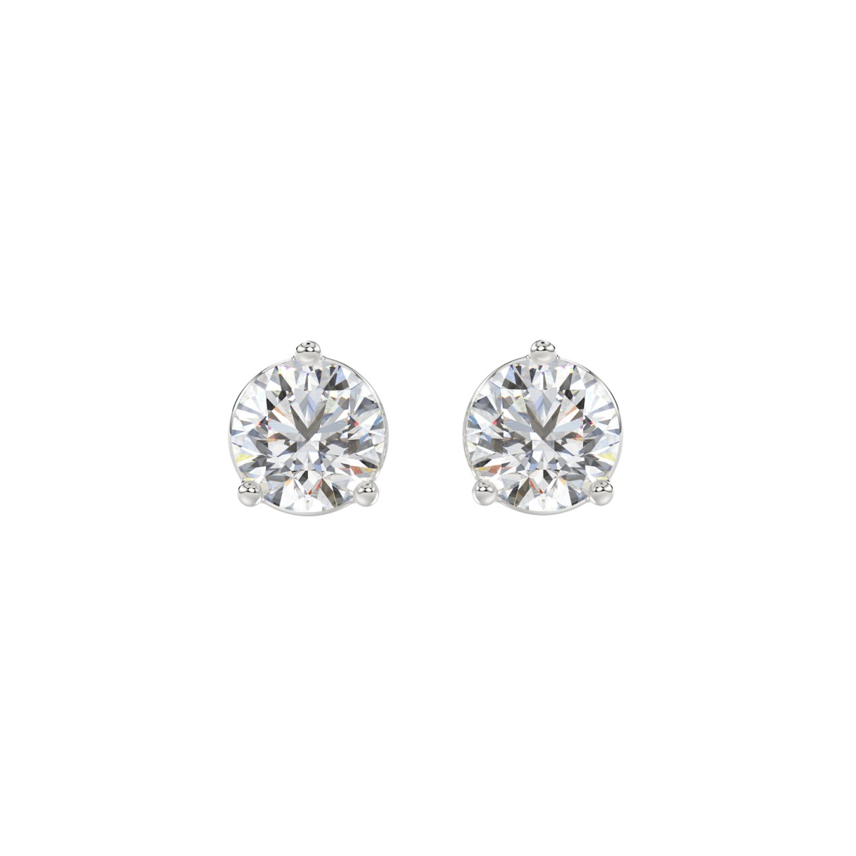 LADIES SOLITAIRE EARRINGS 2 1/2CT ROUND DIAMOND 14K WHITE GOLD 1 LADIES SOLITAIRE EARRINGS 2 1/2CT ROUND DIAMOND 14K WHITE GOLD - Image 1