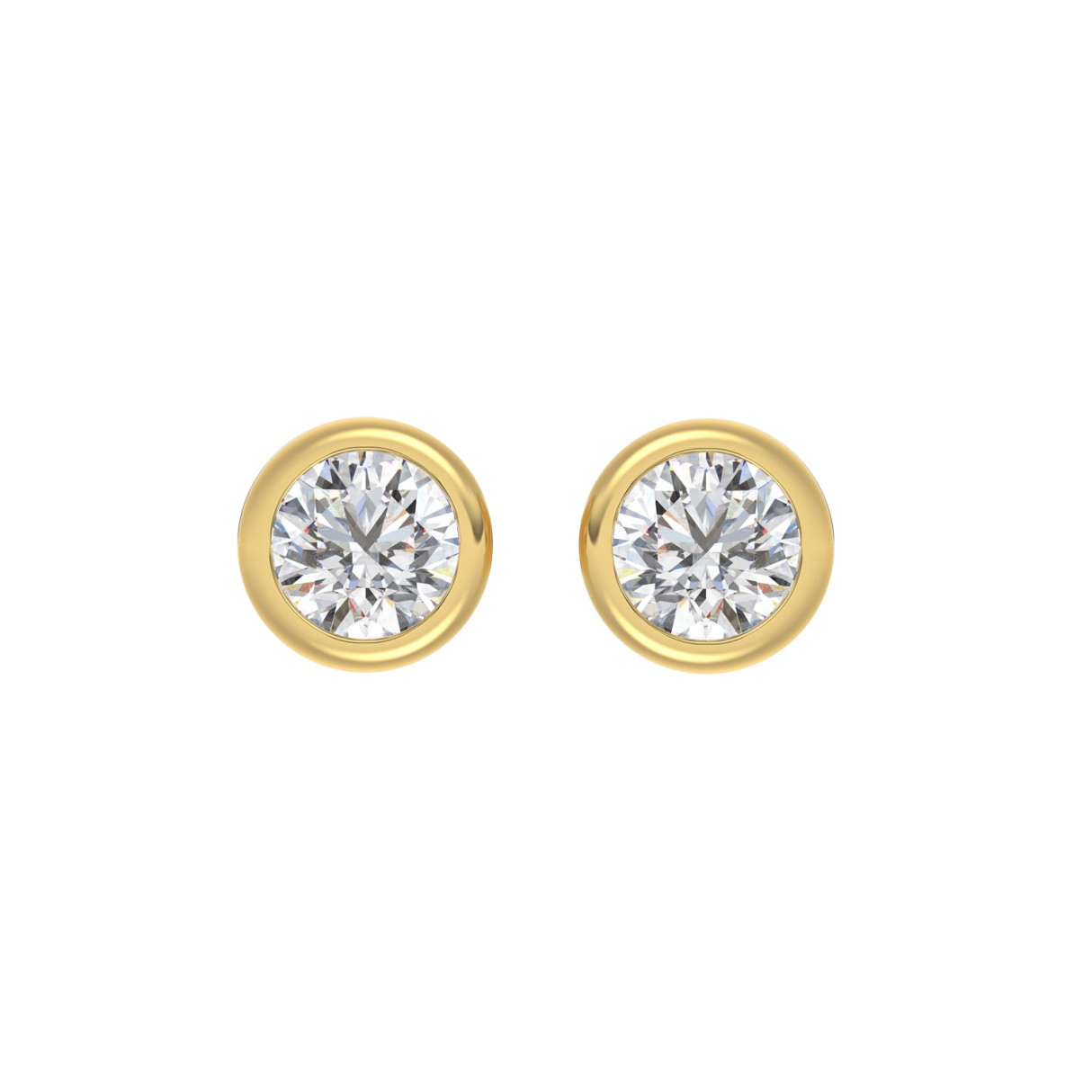 LADIES SOLITAIRE EARRINGS 3CT ROUND DIAMOND 14K YELLOW GOLD 1 LADIES SOLITAIRE EARRINGS 3CT ROUND DIAMOND 14K YELLOW GOLD - Image 1