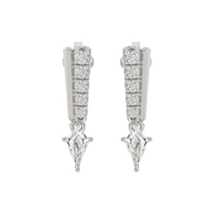 14K WHITE GOLD 3/4CT ROUND/KITE STEP CUT DIAMOND LADIES EARRINGS