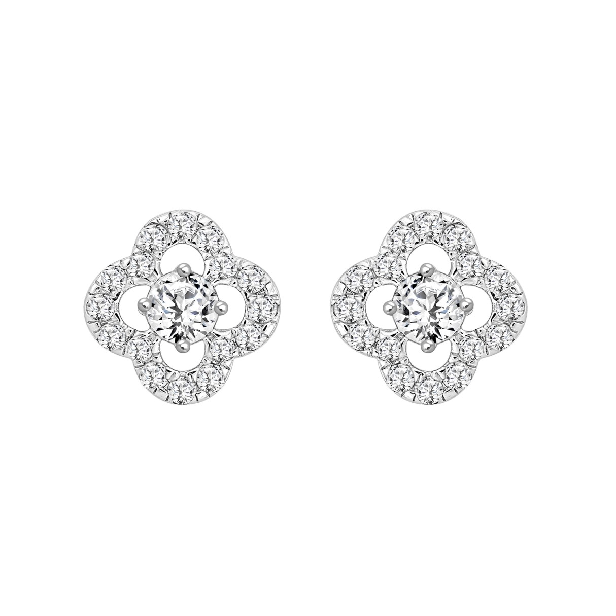 LADIES STUD EARRINGS 1CT ROUND DIAMOND 14K WHITE GOLD 1 LADIES STUD EARRINGS 1CT ROUND DIAMOND 14K WHITE GOLD - Image 1