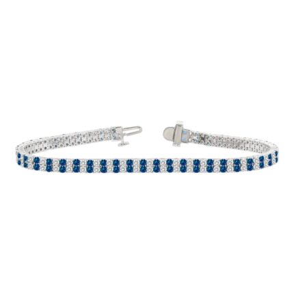 14K WHITE GOLD 5 3/4CT ROUND/ROUND BLUE SAPPHIRE DIAMOND LADIES BRACELET
