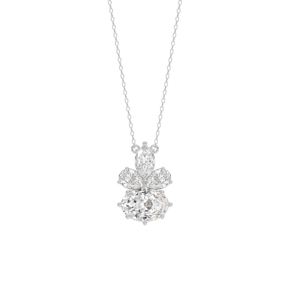 14K WHITE GOLD 1 1/2CT MARQUISE/PEAR/OVAL DIAMOND LADIIES PENDANT WITH CHAIN 1 14K WHITE GOLD 1 1/2CT MARQUISE/PEAR/OVAL DIAMOND LADIIES PENDANT WITH CHAIN - Image 1