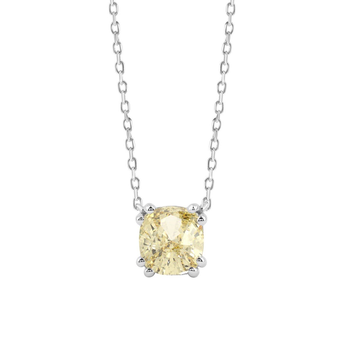 14K WHITE GOLD 1.00CT YELLOW CUSHION DIAMOND LADIES PENDANT 1 14K WHITE GOLD 1.00CT YELLOW CUSHION DIAMOND LADIES PENDANT - Image 1