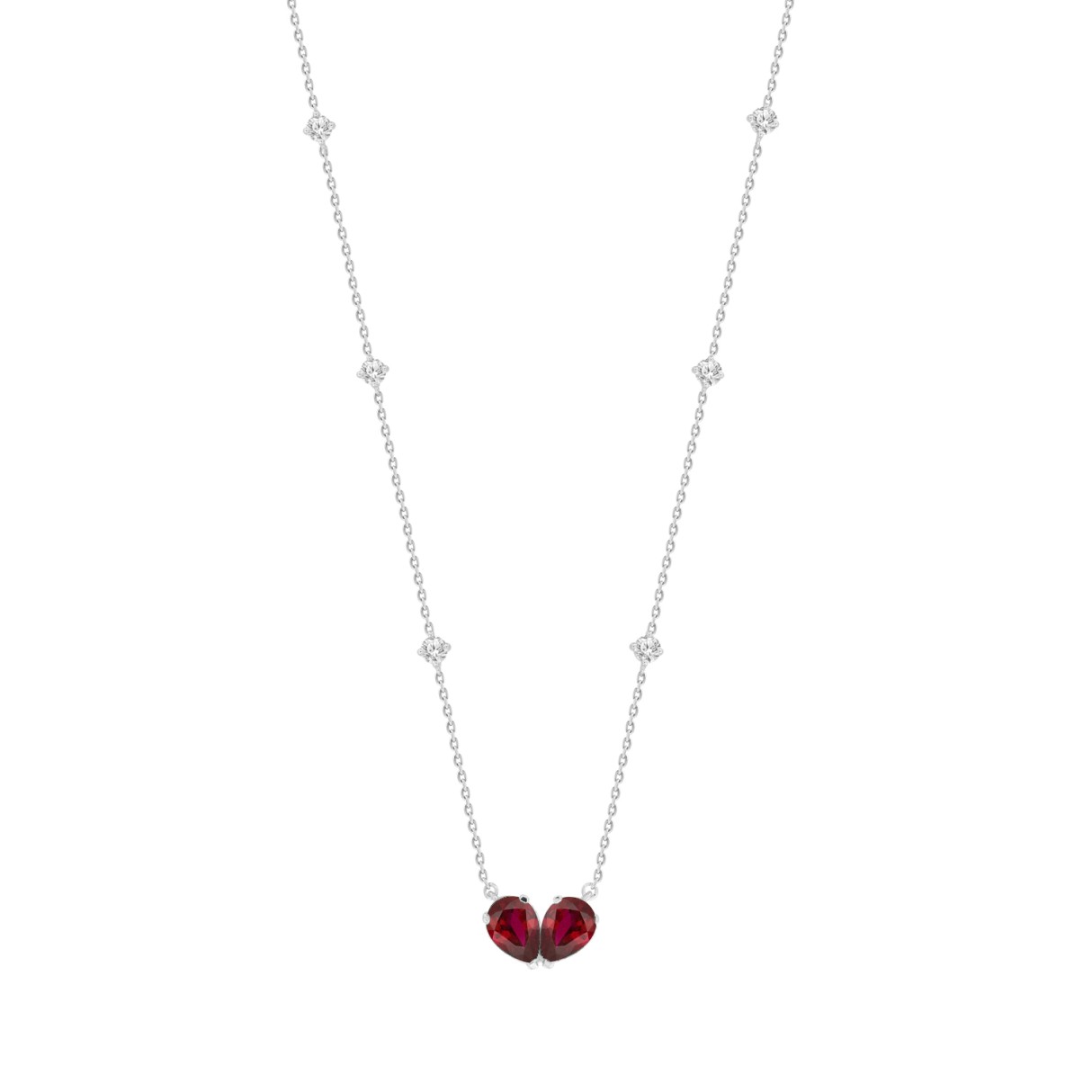 14K WHITE GOLD 2.00CT ROUND/PEAR DIAMOND LADIES NECKLACE (RUBY DIAMOND 2 STONE) 1 14K WHITE GOLD 2.00CT ROUND/PEAR DIAMOND LADIES NECKLACE (RUBY DIAMOND 2 STONE) - Image 1