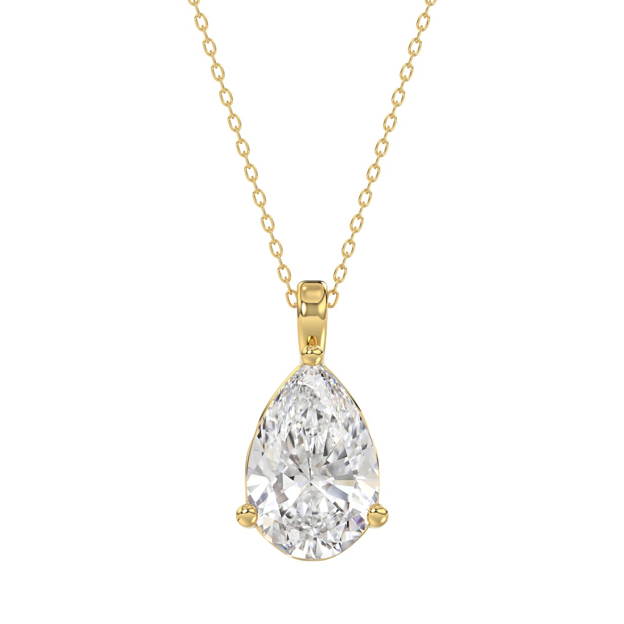 LADIES SOLITAIRE PENDANT 4CT PEAR DIAMOND 14K YELLOW GOLD 1 LADIES SOLITAIRE PENDANT 4CT PEAR DIAMOND 14K YELLOW GOLD - Image 1