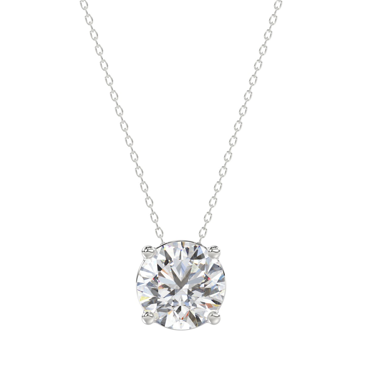 LADIES SOLITAIRE PENDANT WITH UNDER-PASS CHAIN 2.00CT ROUND DIAMOND 14K WHITE GOLD 1 LADIES SOLITAIRE PENDANT WITH UNDER-PASS CHAIN 2.00CT ROUND DIAMOND 14K WHITE GOLD - Image 1