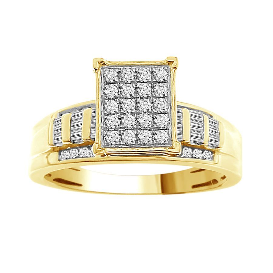 LADIES RING 0.50CT ROUND/BAGUETTE DIAMOND 10K YELLOW GOLD 1 LADIES RING 0.50CT ROUND/BAGUETTE DIAMOND 10K YELLOW GOLD - Image 1