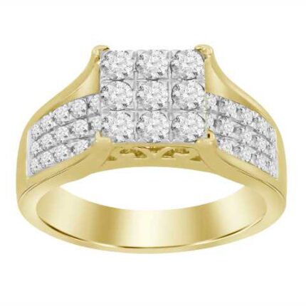 LADIES RING 1.00CT ROUND DIAMOND 10K YELLOW GOLD