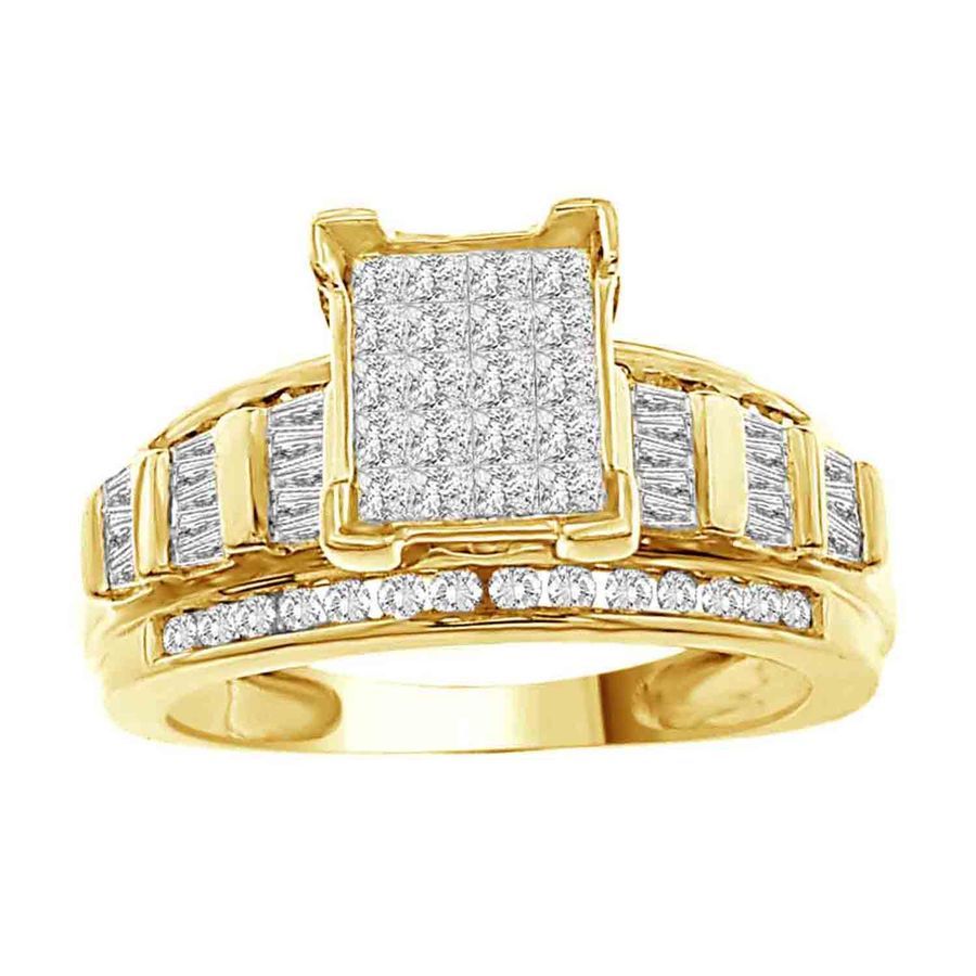 LADIES RING 1.00CT ROUND/PRINCESS/INV/BAGUETTE DIAMOND 10K YELLOW GOLD 1 LADIES RING 1.00CT ROUND/PRINCESS/INV/BAGUETTE DIAMOND 10K YELLOW GOLD - Image 1