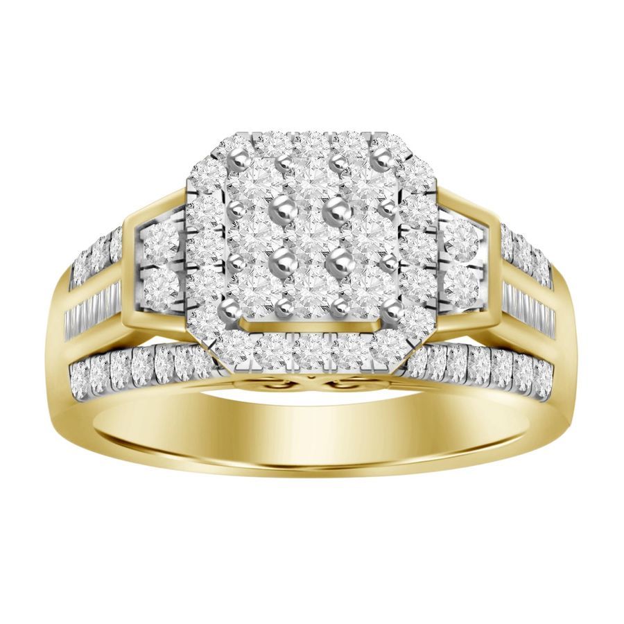 LADIES RING 1.00CT ROUND/BAGUETTE DIAMOND 10K YELLOW GOLD 1 LADIES RING 1.00CT ROUND/BAGUETTE DIAMOND 10K YELLOW GOLD - Image 1