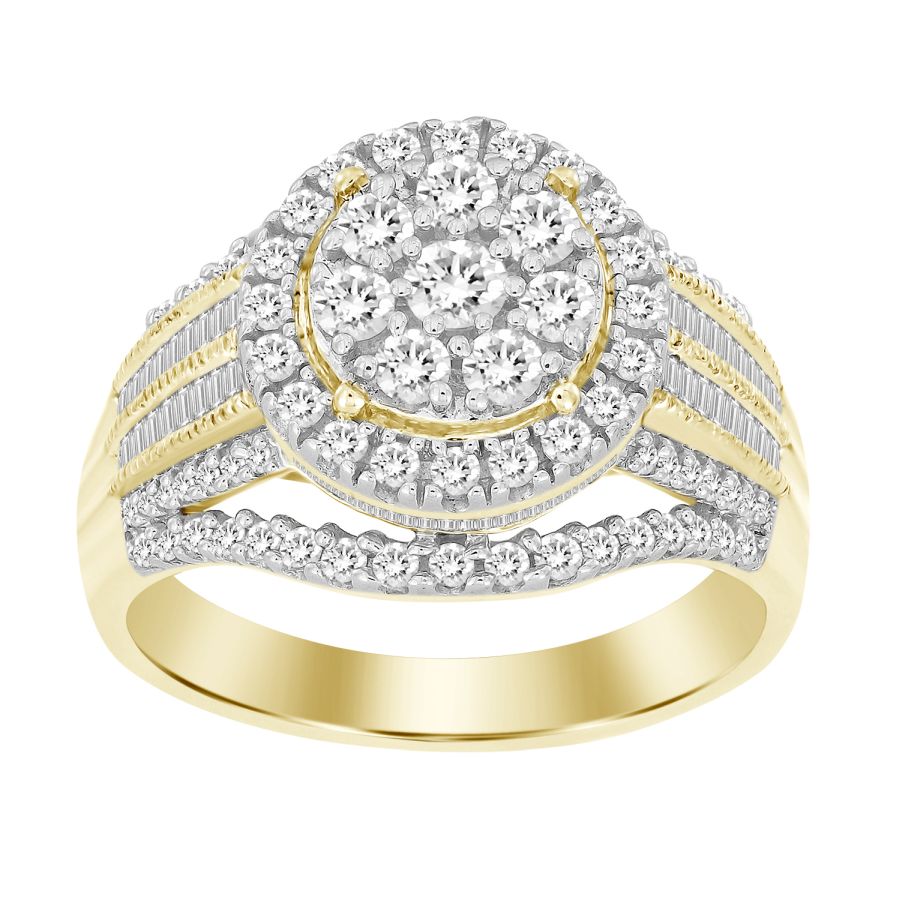 LADIES FASHION RING 1.00CT ROUND/BAGUETTE DIAMOND 10K YELLOW GOLD 1 LADIES FASHION RING 1.00CT ROUND/BAGUETTE DIAMOND 10K YELLOW GOLD - Image 1