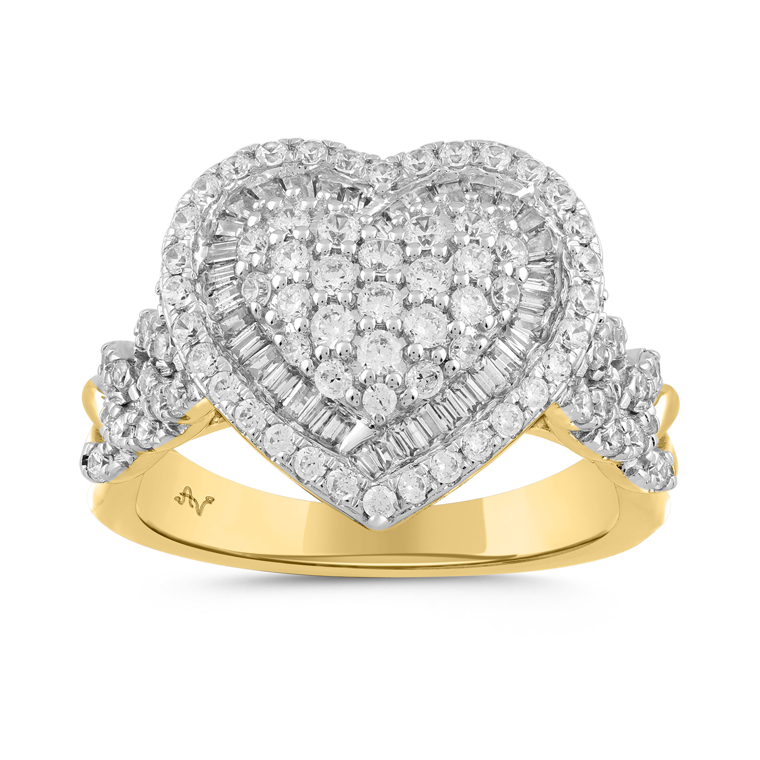 LADIES RING 1.05CT ROUND/BAGUETTE DIAMOND 10K YELLOW GOLD 1 LADIES RING 1.05CT ROUND/BAGUETTE DIAMOND 10K YELLOW GOLD - Image 1